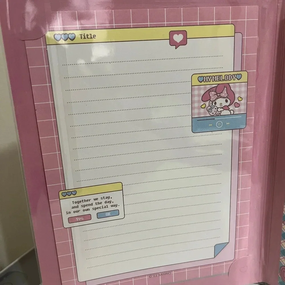 My Melody Memo Book-Style Set of Sticky Notes and Stationery Pages